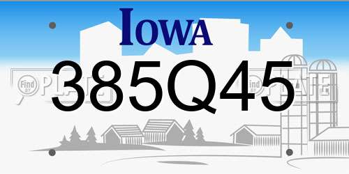 385Q45 Iowa License Plate