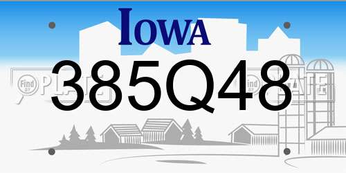 385Q48 Iowa License Plate