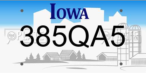 385QA5 Iowa License Plate