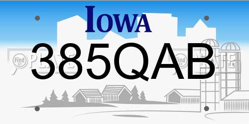 385QAB Iowa License Plate