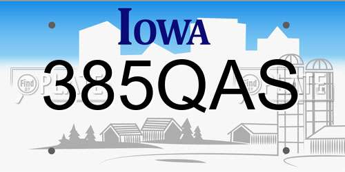 385QAS Iowa License Plate