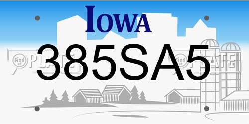 385SA5 Iowa License Plate