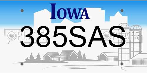 385SAS Iowa License Plate