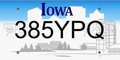 385YPQ Iowa License Plate