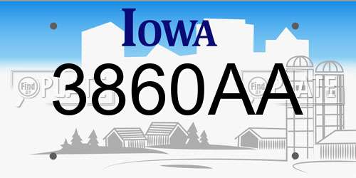 3860AA Iowa License Plate
