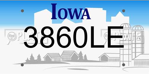 3860LE Iowa License Plate