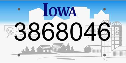 3868046 Iowa License Plate