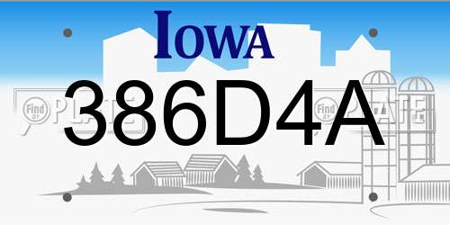 386D4A Iowa License Plate