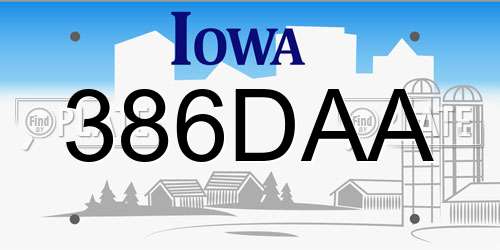 386DAA Iowa License Plate