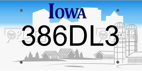 386DL3 Iowa License Plate