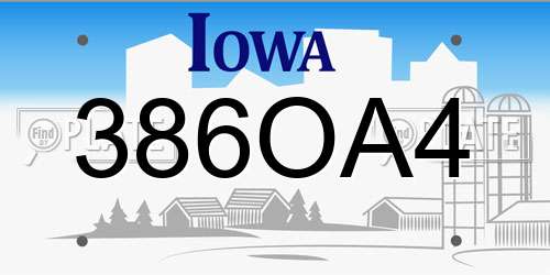 386OA4 Iowa License Plate