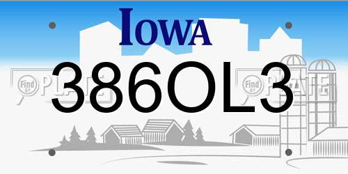 386OL3 Iowa License Plate
