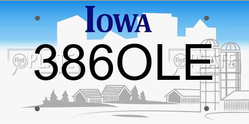 386OLE Iowa License Plate