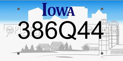 386Q44 Iowa License Plate