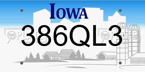 386QL3 Iowa License Plate