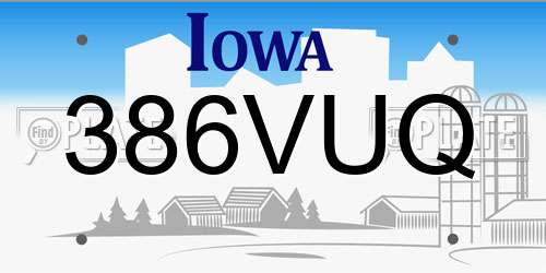 386VUQ Iowa License Plate