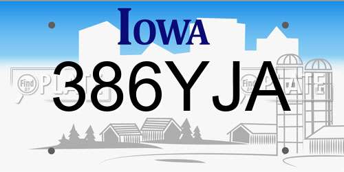 386YJA Iowa License Plate