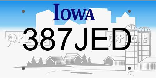 387JED Iowa License Plate