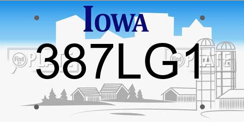 387LG1 Iowa License Plate
