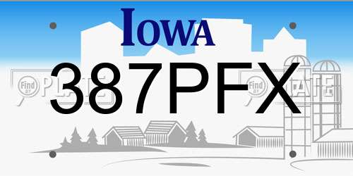 387PFX Iowa License Plate