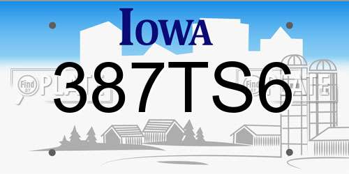 387TS6 Iowa License Plate