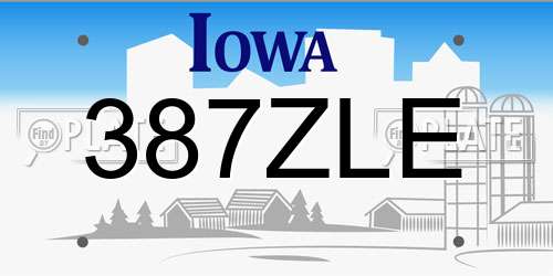 387ZLE Iowa License Plate