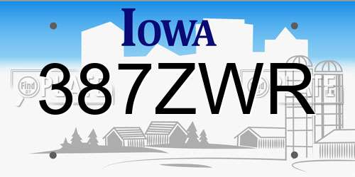 387ZWR Iowa License Plate