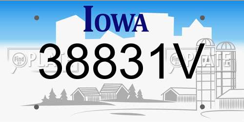 38831V Iowa License Plate