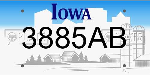 3885AB Iowa License Plate