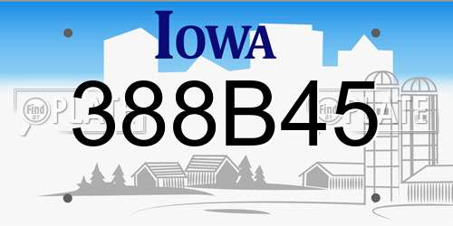 388B45 Iowa License Plate