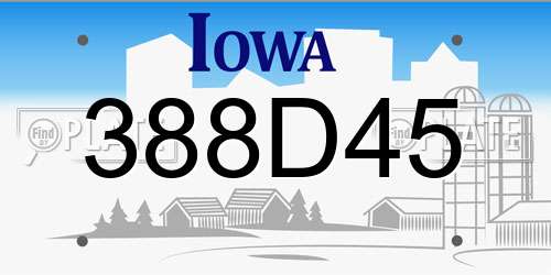 388D45 Iowa License Plate