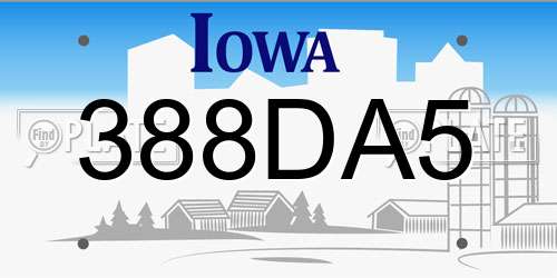 388DA5 Iowa License Plate