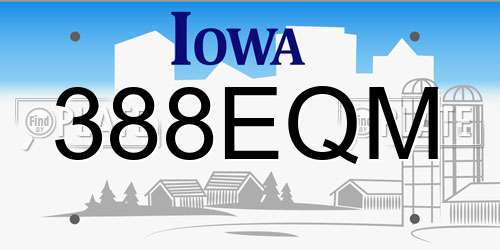 388EQM Iowa License Plate