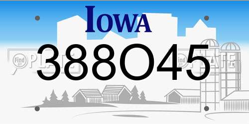 388O45 Iowa License Plate