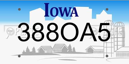 388OA5 Iowa License Plate