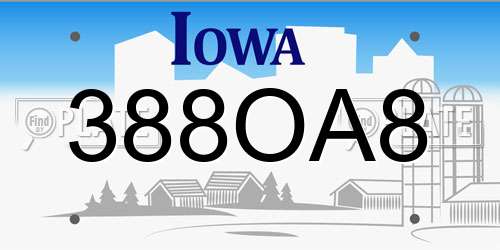 388OA8 Iowa License Plate