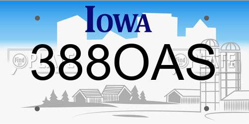 388OAS Iowa License Plate
