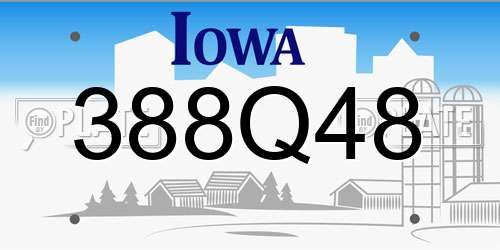 388Q48 Iowa License Plate
