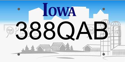 388QAB Iowa License Plate