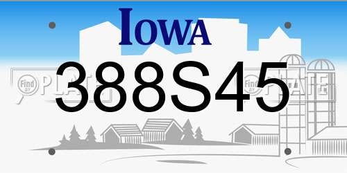 388S45 Iowa License Plate