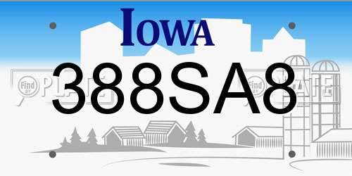 388SA8 Iowa License Plate