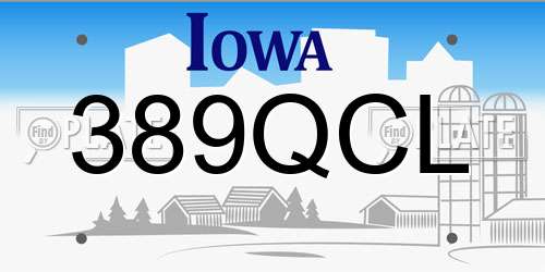 389QCL Iowa License Plate