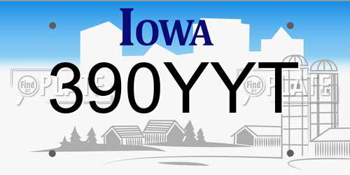 390YYT Iowa License Plate