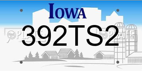 392TS2 Iowa License Plate