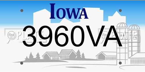 3960VA Iowa License Plate