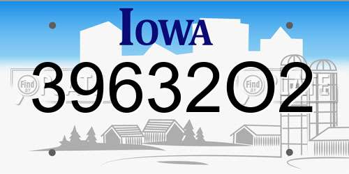 39632O2 Iowa License Plate