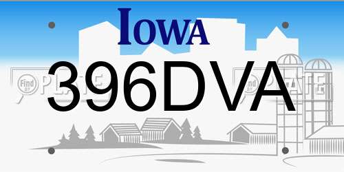 396DVA Iowa License Plate