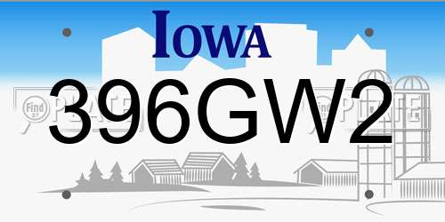 396GW2 Iowa License Plate