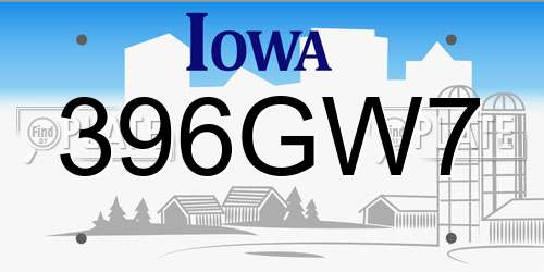 396GW7 Iowa License Plate
