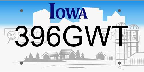 396GWT Iowa License Plate